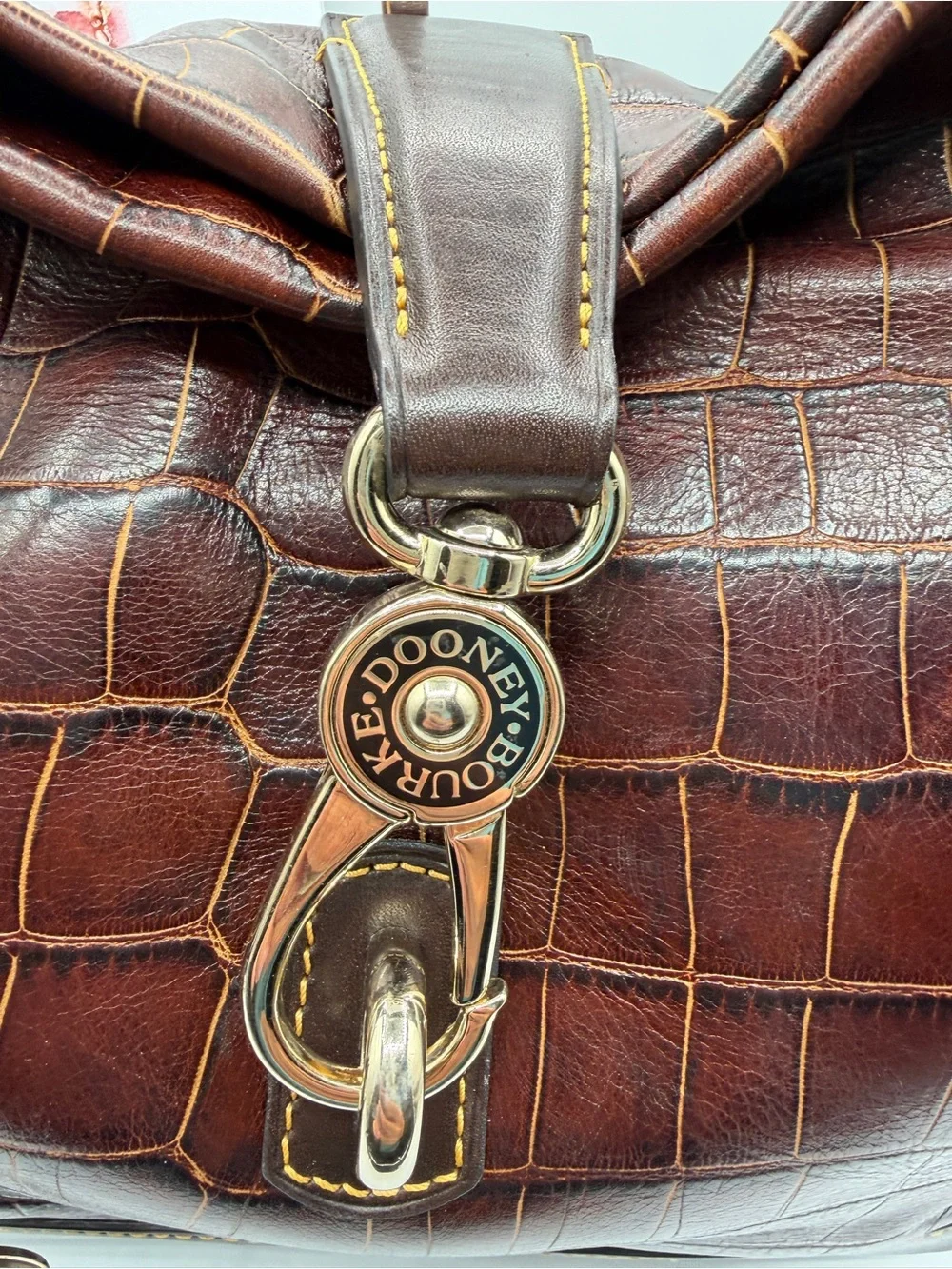 Dooney & Bourke Brown Croco-Embossed Leather Hobo Bag
